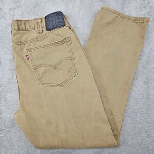 Levi's 514 Straight Fit Jeans Men's 38x31* Khaki Tan Cotton Twill Pants Mid Rise